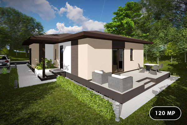 Constructie casa BCA moderna zidarie terasa fara etaj 120 mp - design exterior casa imagine 1