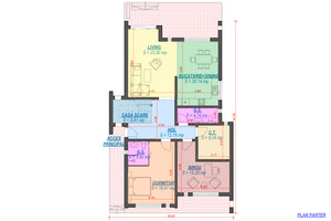 Constructie casa caramida cu etaj fara acoperis zidarie 055 - compartimentare parter thumbnail