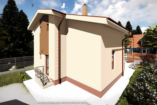 Constructie casa caramida cu mansarda 4 camere zidarie 089 -  design casa vedere exterioara imagine 10