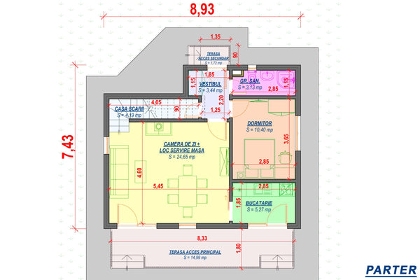 Constructie casa caramida cu mansarda 4 camere zidarie 089 -  proiect casa 2d parter