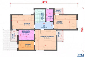 Constructie casa caramida cu terasa acoperita zidarie 014 - planuri etaj thumbnail
