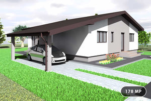 Constructie casa caramida cu terasa si garaj zidarie 178mp - aspect casa fotografie 1 thumbnail