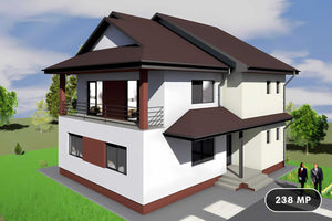 Constructie casa caramida etaj si balcoane 4 camere zidarie - exterior casa design foto 1 thumbnail
