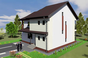 Constructie casa caramida etaj si balcoane 4 camere zidarie - exterior casa design foto 5 thumbnail