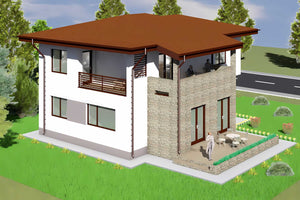 Constructie casa caramida zidarie cu etaj si terase 241-003 - aspect exterior poza 6 thumbnail
