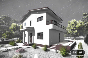 Constructie casa cu etaj terasa zidarie BCA 180 mp 181-026 - aspectul casei la exterior poza 1 thumbnail
