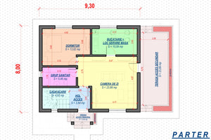 Constructie casa cu etaj terasa zidarie BCA 180 mp 181-026 - schita parter thumbnail