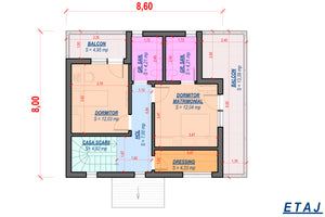 Constructie casa cu etaj terasa zidarie BCA 180 mp 181-026 - schita etaj thumbnail