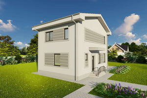 Constructie casa de bca pe 2 nivele 3 dormitoare 160 metri - fatade exterioare casa poza 12 thumbnail