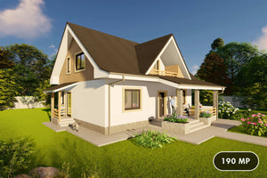 Constructie casa de caramida cu etaj 200mp cu terasa 190-123 - fatada casa cu etaj imagine 1 thumbnail