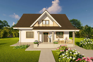 Constructie casa de caramida cu etaj 200mp cu terasa 190-123 - fatada casa cu etaj imagine 3 thumbnail
