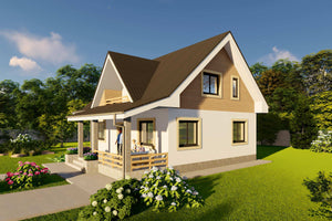 Constructie casa de caramida cu etaj 200mp cu terasa 190-123 - fatada casa cu etaj imagine 6 thumbnail
