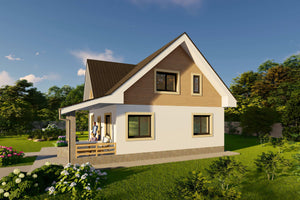 Constructie casa de caramida cu etaj 200mp cu terasa 190-123 - fatada casa cu etaj imagine 7 thumbnail