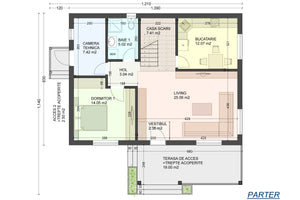 Constructie casa de caramida cu etaj 200mp cu terasa 190-123 - compartimentare casa la parter thumbnail