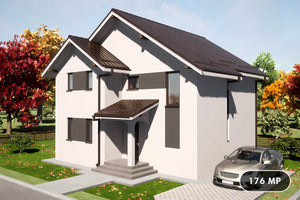 Constructie casa din BCA cu etaj 2 dormitoare 176 mp zidarie - casa la exterior poza 1 thumbnail