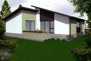 Constructie casa din BCA moderna cu terasa zidarie 131-020 - casa exterior 3D poza 3 thumbnail