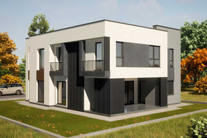 Constructie casa din bca pe 2 nivele zidarie la 300mp cod117 - imagine 3d exterior casa foto 3 thumbnail