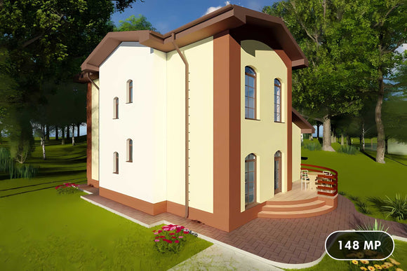 Constructie casa din caramida sau BCA arcade zidarie 148-022 -  vizualizare design exterior casa fotografie 1