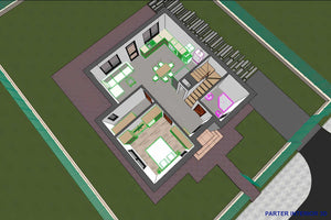 Constructie casa din caramida zidarie pe 2 nivele de 160 mp -  foto 3d proiect de casa la parter thumbnail