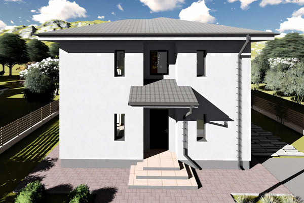 Constructie casa din caramida zidarie pe 2 nivele de 160 mp -  foto 3d exterior casa poza 7