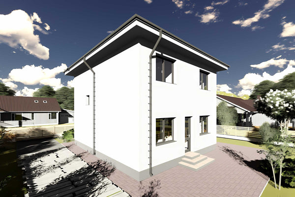 Constructie casa din caramida zidarie pe 2 nivele de 160 mp -  foto 3d exterior casa poza 9