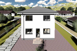 Constructie casa din caramida zidarie pe 2 nivele de 160 mp -  foto 3d exterior casa poza 10 thumbnail