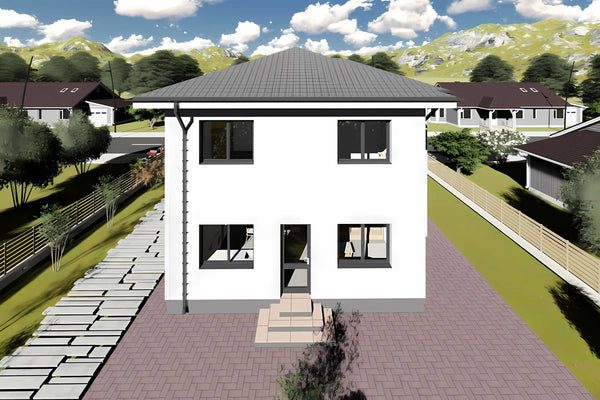 Constructie casa din caramida zidarie pe 2 nivele de 160 mp -  foto 3d exterior casa poza 10