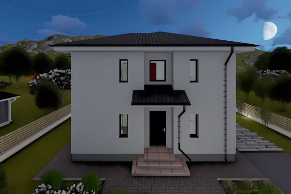 Constructie casa din caramida zidarie pe 2 nivele de 160 mp -  foto 3d exterior casa poza 13