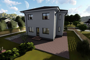 Constructie casa din caramida zidarie pe 2 nivele de 160 mp -  foto 3d exterior casa poza 14 thumbnail