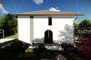 Constructie casa din zidarie 200 mp cu etaj si arcade 054 - fatade casa 3D foto 8 thumbnail