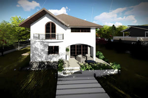 Constructie casa din zidarie 200 mp cu etaj si arcade 054 - fatade casa 3D foto 10 thumbnail