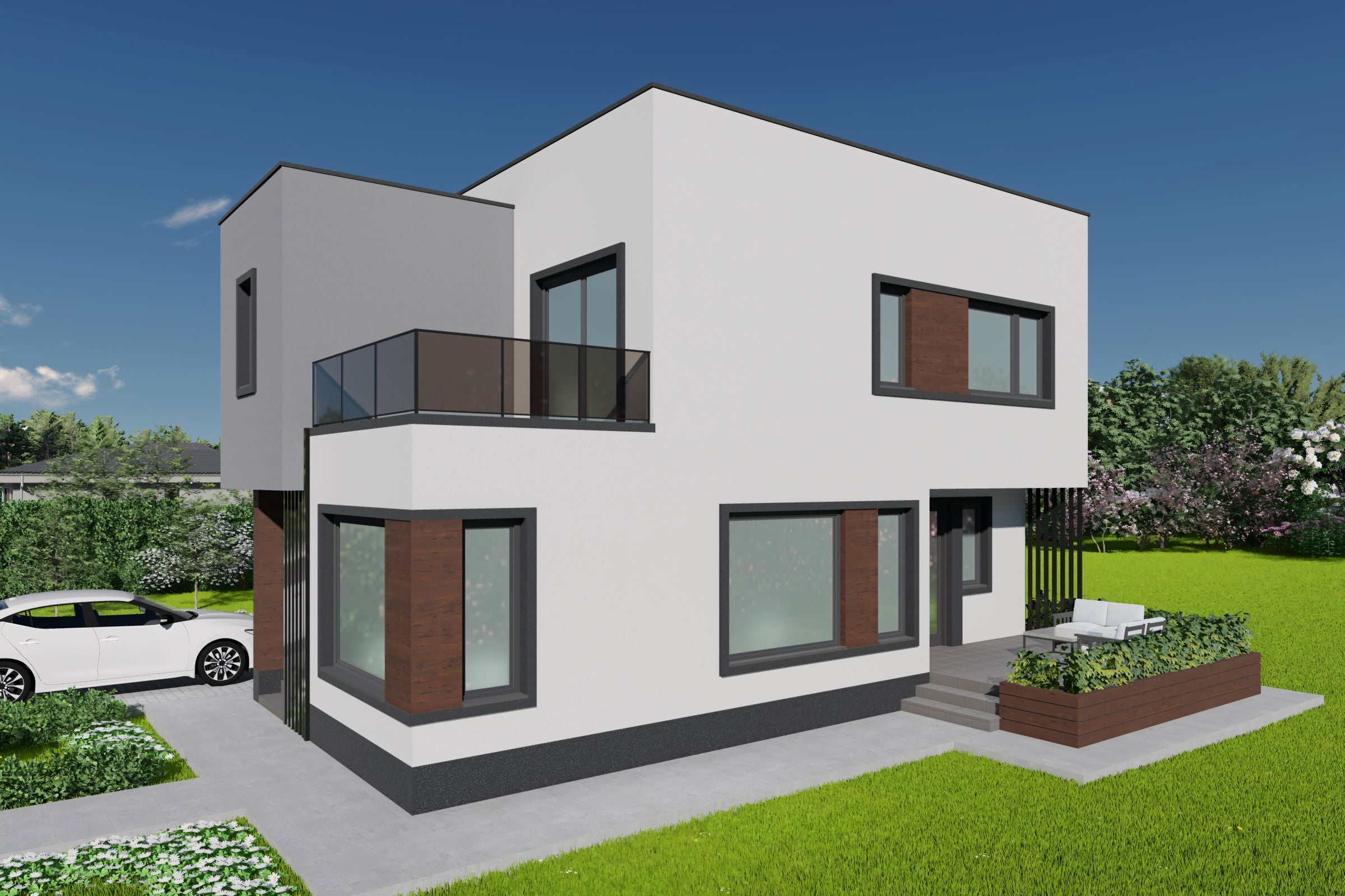 Constructie casa din zidarie bca cu etaj 3 dormitoare 170 mp - design casa minimalista imagine 3