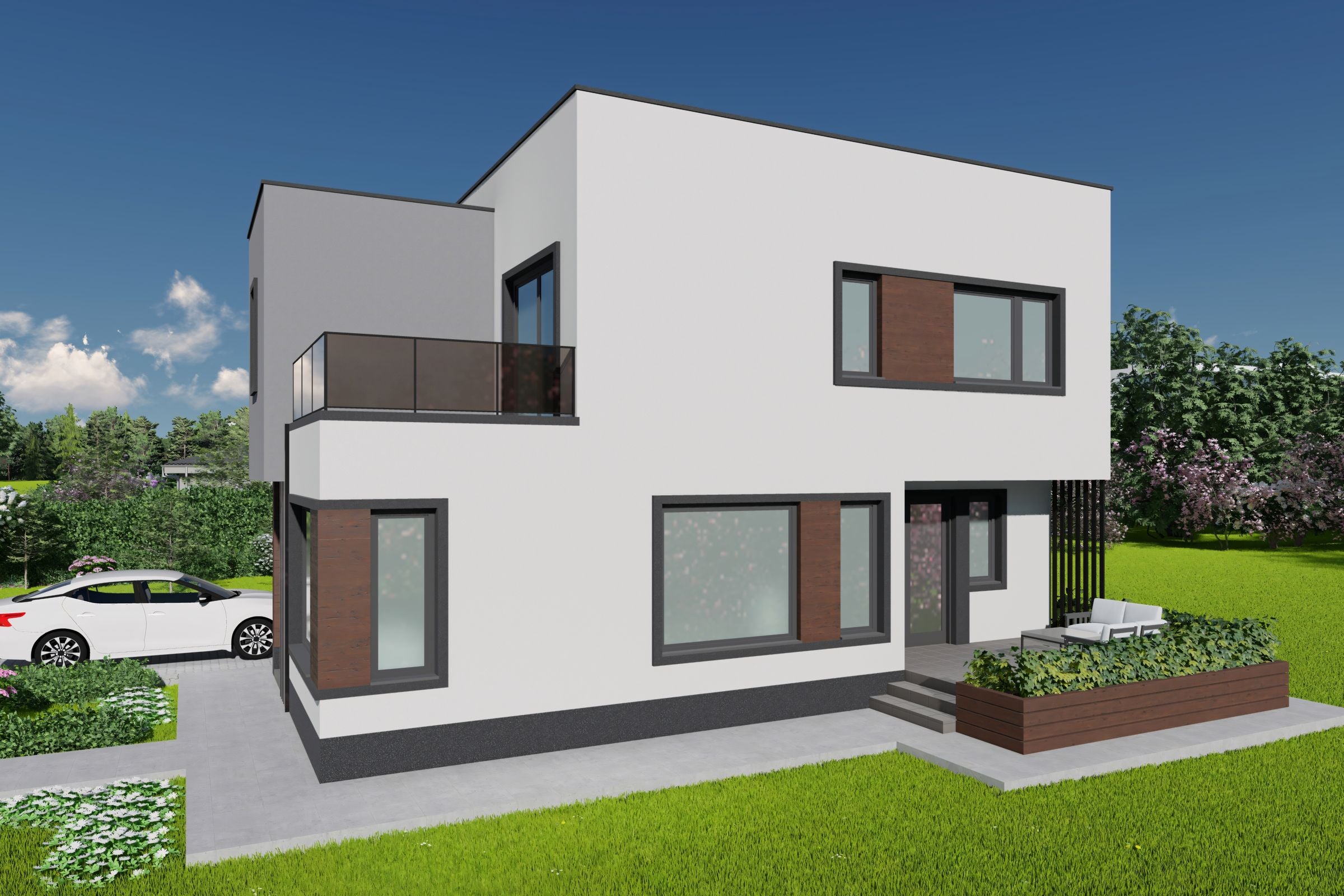 Constructie casa din zidarie bca cu etaj 3 dormitoare 170 mp - design casa minimalista imagine 4