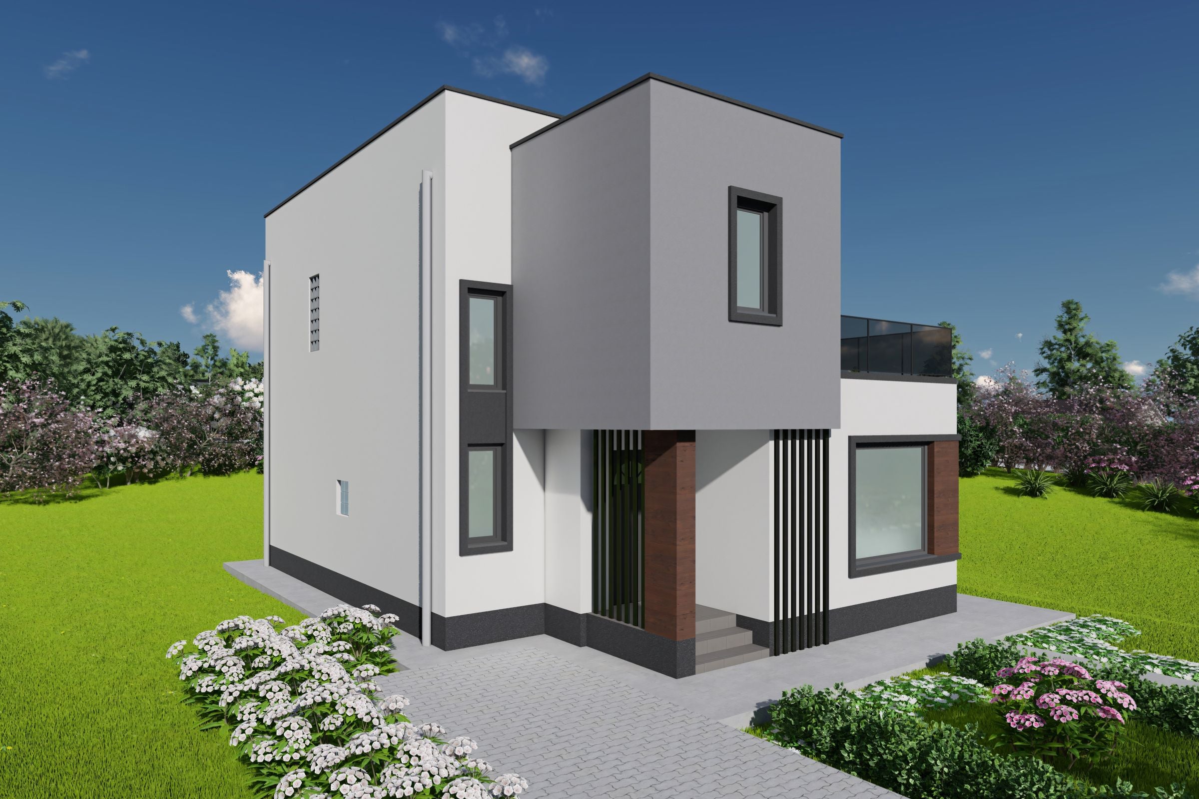 Constructie casa din zidarie bca cu etaj 3 dormitoare 170 mp - design casa minimalista imagine 11