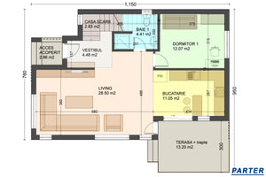 Constructie casa din zidarie bca cu etaj 3 dormitoare 170 mp - proiect de casa la parter thumbnail
