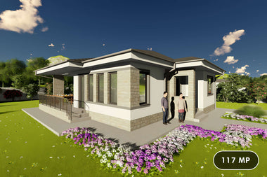 Constructie casa din zidarie bca cu terasa de 120 mp 117-122 - casa moderna imagine 1
