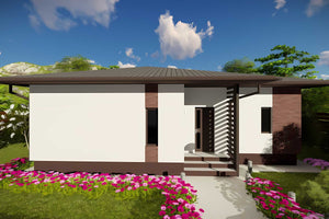Constructie casa din zidarie cu 3 camere si 2 bai terasa 044 - imagine 3d casa poza 6 thumbnail