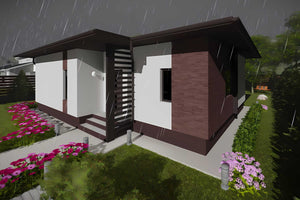 Constructie casa din zidarie cu 3 camere si 2 bai terasa 044 - imagine 3d casa poza 7 thumbnail
