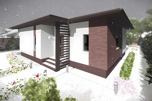 Constructie casa din zidarie cu 3 camere si 2 bai terasa 044 - imagine 3d casa poza 8 thumbnail