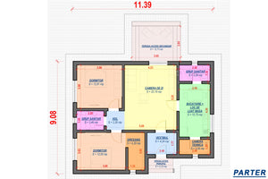 Constructie casa din zidarie cu 3 camere si 2 bai terasa 044 - schita casa imagine thumbnail