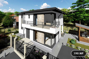 Constructie casa din zidarie cu etaj moderna cu etaj 080 - cum arata fatada casa poza 1 thumbnail
