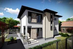 Constructie casa din zidarie cu etaj moderna cu etaj 080 - cum arata fatada casa poza 4 thumbnail