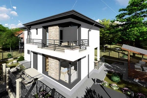 Constructie casa din zidarie cu etaj moderna cu etaj 080 - cum arata fatada casa poza 6 thumbnail