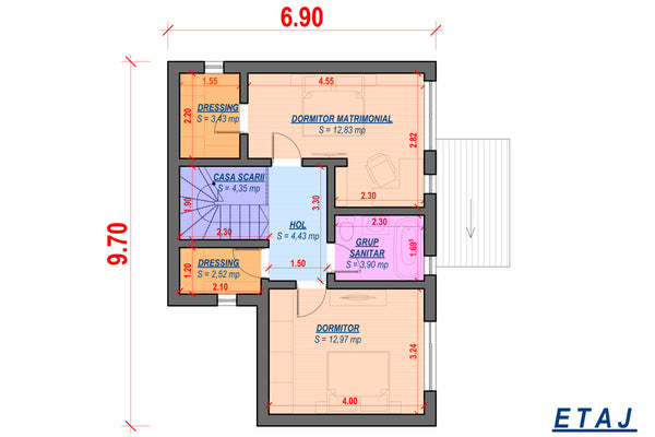 Constructie casa din zidarie cu un etaj de 120 metri 123-076 - proiect de casa la etaj