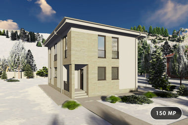 Constructie casa din zidarie de caramida 150mp 3 dormitoare - casa cu etaj dreptunghiulara 01