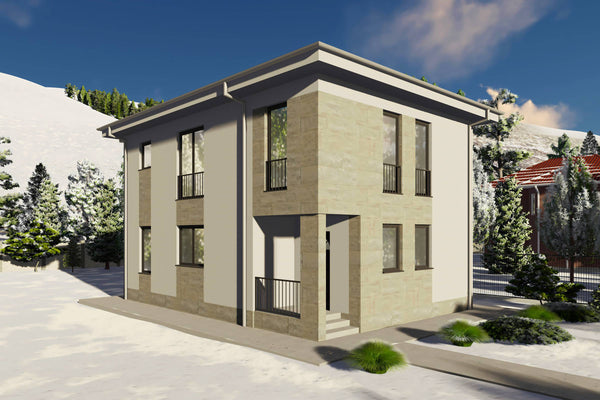 Constructie casa din zidarie de caramida 150mp 3 dormitoare - casa cu etaj dreptunghiulara 03