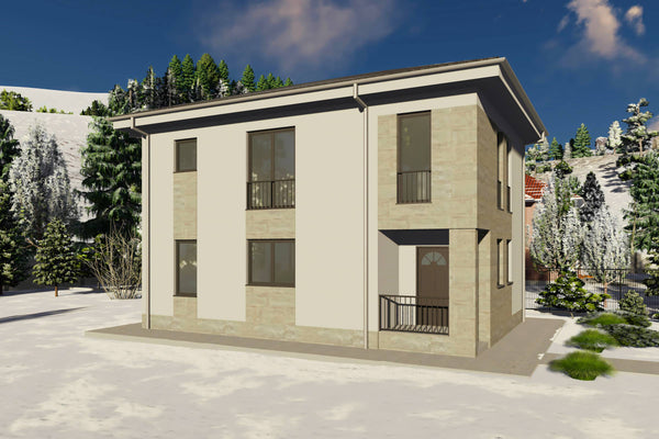 Constructie casa din zidarie de caramida 150mp 3 dormitoare - casa cu etaj dreptunghiulara 05