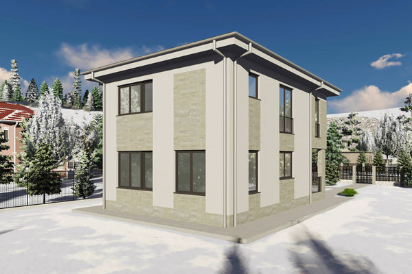 Constructie casa din zidarie de caramida 150mp 3 dormitoare - casa cu etaj dreptunghiulara 09