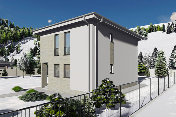 Constructie casa din zidarie de caramida 150mp 3 dormitoare - casa cu etaj dreptunghiulara 16