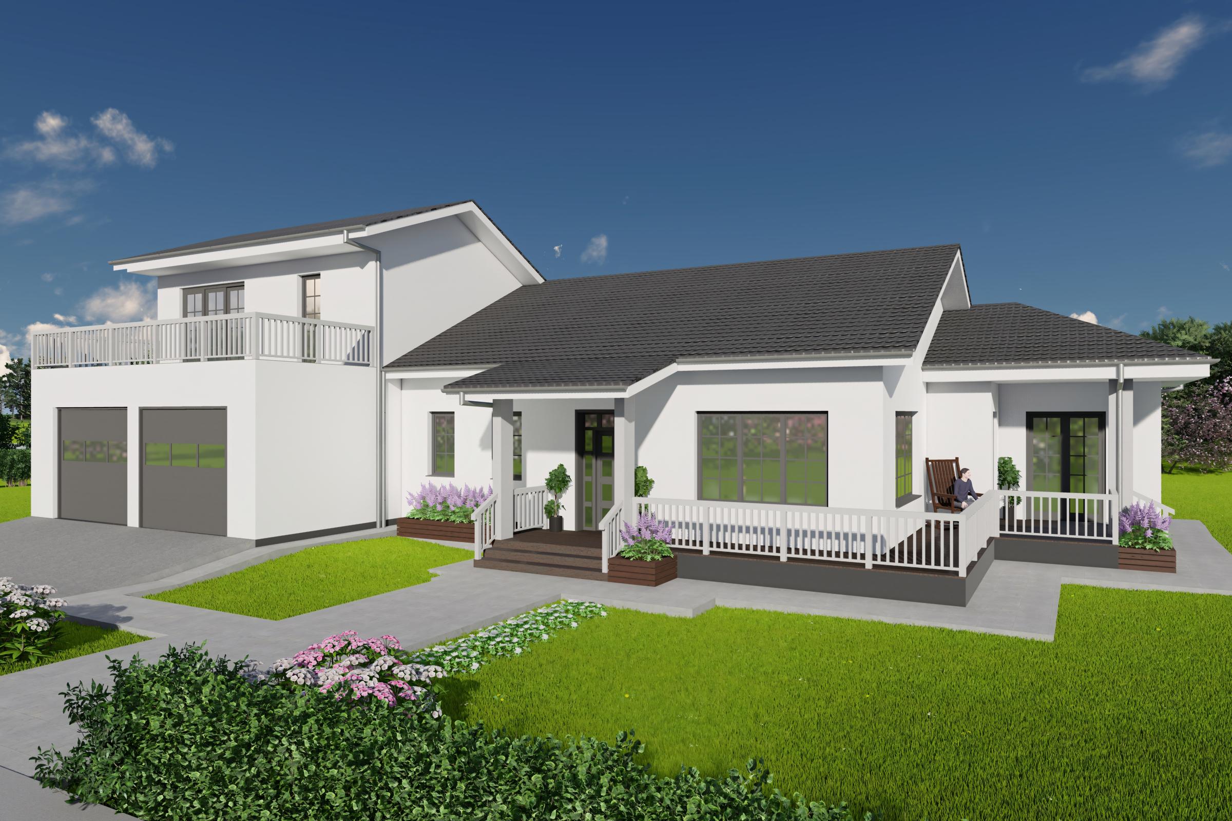 Constructie casa in stil american pe 2 nivele din zidarie model poza 2